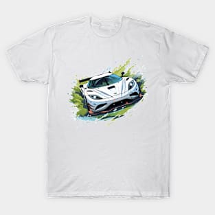 Koenigsegg Race White Cartoon Small Print T-Shirt